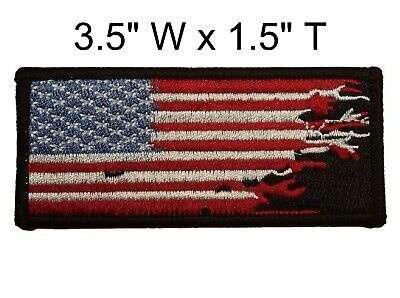 Distressed USA American Flag Embroidered Small Patch Motorcycle Biker Iron-on