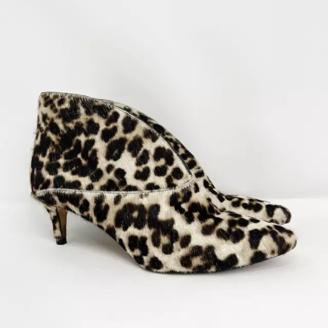 BODEN ALEXIS MID HEEL Snow Leopard Leather Bootie Kitten Heels 65.00 PicClick