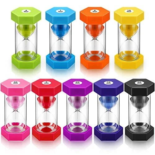 9 Packs Sand Timer 1/2/3/5/10/15/20/30/60 Minutes Hourglass Colorful Kids