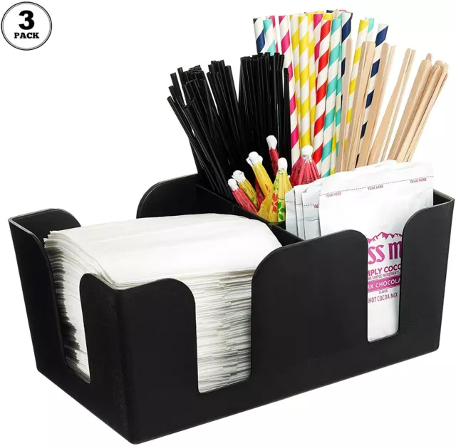 3 Pack - Bar Caddy with 6 Compartments, Plastic Bar Organizer