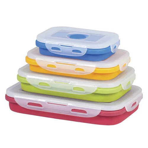 4 pz. Set Contenitori Pieghevoli con Coperchio (400ml-1300ml) NUOVISSIMO