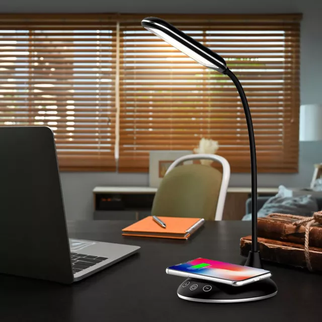 Tischlampe Tischleuchte Beistelllampe Wireless Charger dimmbar CCT schwarz LED