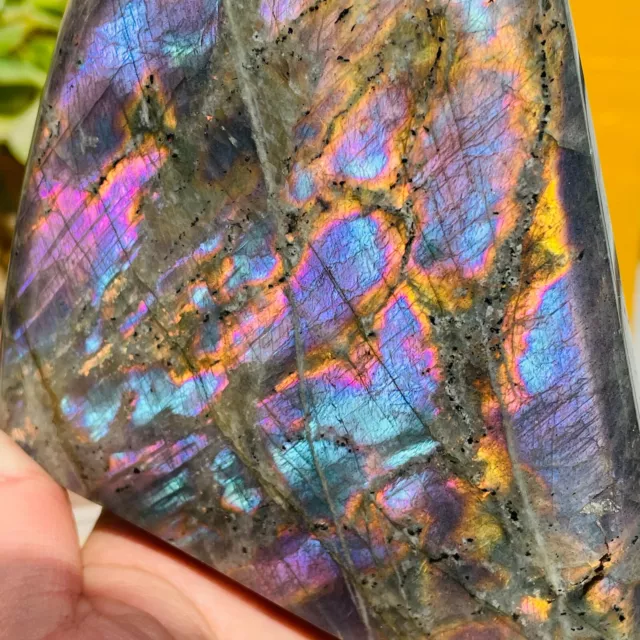 941g Amazing Natural Orange Purple Labradorite Quartz Crystal Specimen Healing 3