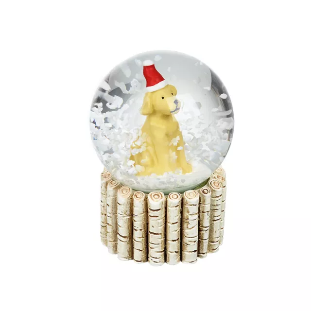 Santa Dog Christmas Snow Globe by Heaven Sends Miniature Size and Wooden Base