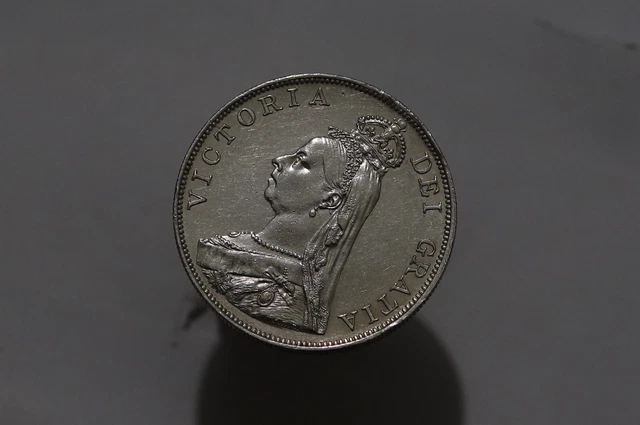 Uk Gb Double Florin 1887 Bull 2697 Arabic Silver High Grade B51 #K8250