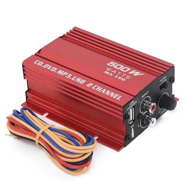 1x Mini Hi-Fi Stereo Audio Amplificatore 12 V 500 W USB L/R RCA Presa Ingresso per