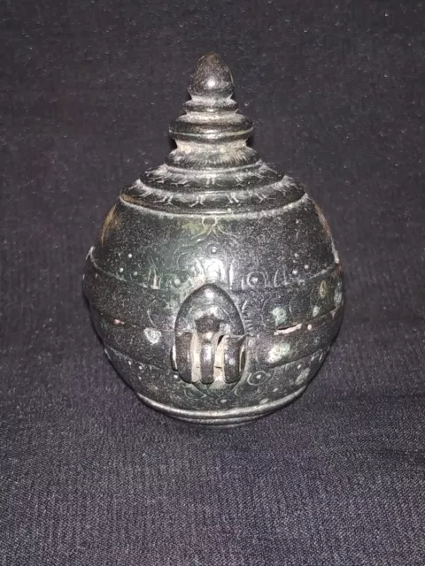 Antique Indian Islamic Brass Round Shape Betel Lime Box Collectible Decor #5