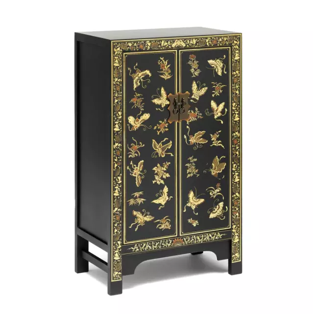 Oriental decorated black medium cabinet AD.15.02