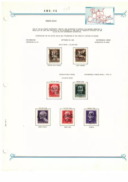 AMG VG Italy Trieste 1945 Definitive Set VFU on Bush Album Page