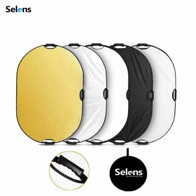 Selens 5-in-1 Collapsible Oval Reflector with Handle for Photo Lighting 80x120cm