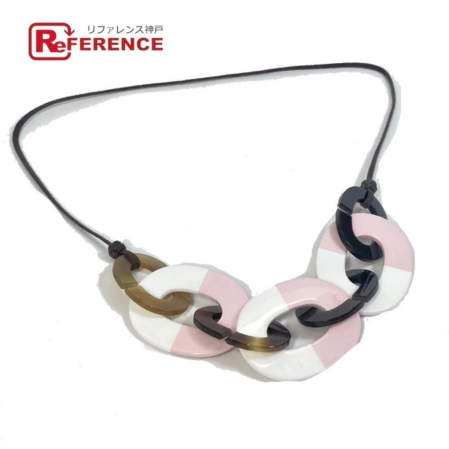 Hermes Accessories Dip Die Necklace Buffalo Horn Women Pink Second Hand