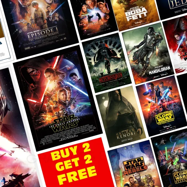 Locandine saga di Star Wars tutti i film arte da parete film stampe poster cinema - A5 A4 A3