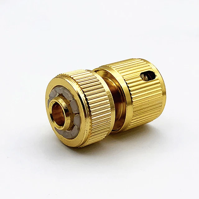 Brass 1/2" Garden Hose Quick Connector 16mm Hose Waterstop Connector Copper HL