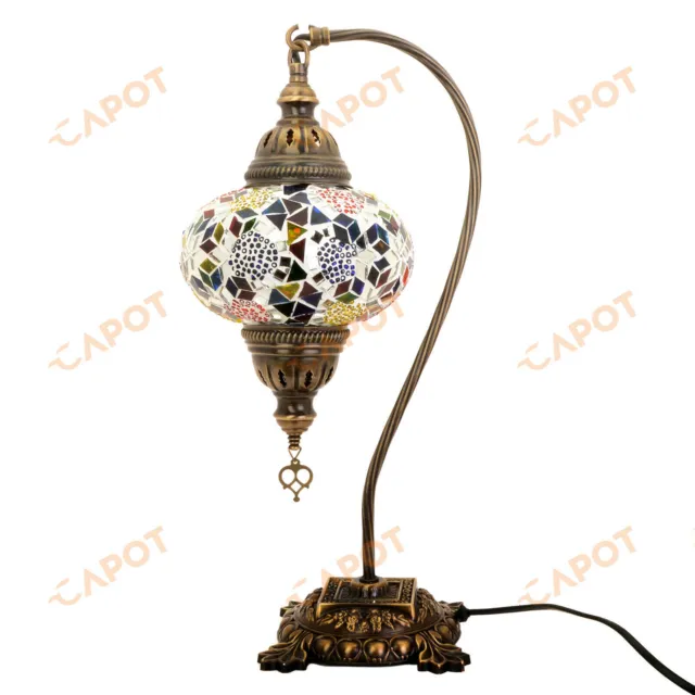 Lampada da tavolo a collo di cigno in mosaico di vetro Tiffany turco marocchino 2
