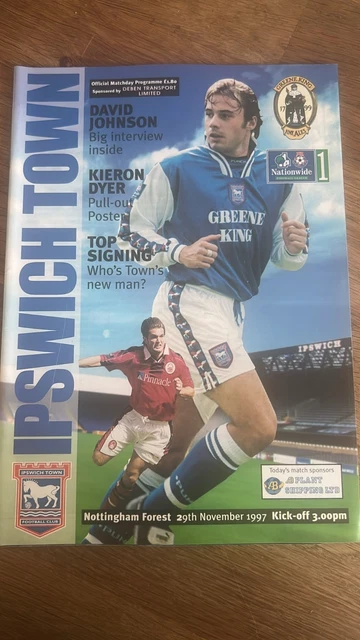 Nothhingham IPSWICH TOWN V Nottingham Forest League 29/11/1997 £1.17 - PicClick UK