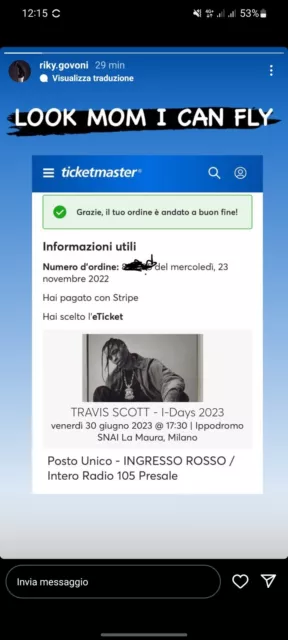 2 Biglietti Travis Scott - Idays 2023 Ippodromo Milano - Posto Unico 30/06/2023