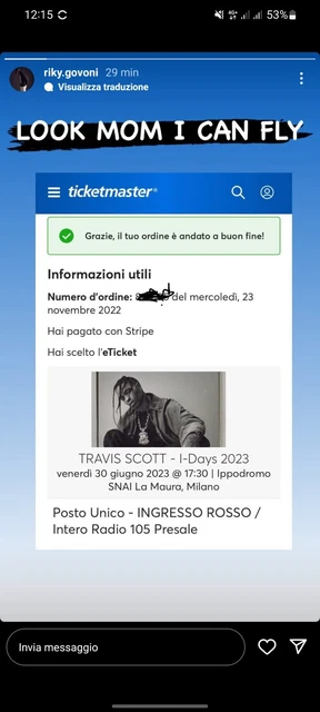 2 Biglietti Travis Scott - Idays 2023 Ippodromo Milano - Posto Unico 30/06/2023
