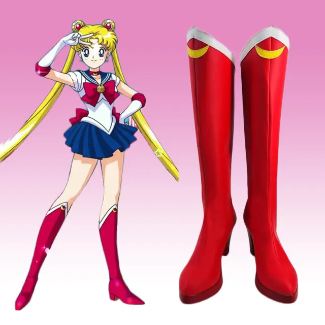 Cosplay Sailor Moon High Heeles Boots Red Shoes Halloween Costumes Boots Props