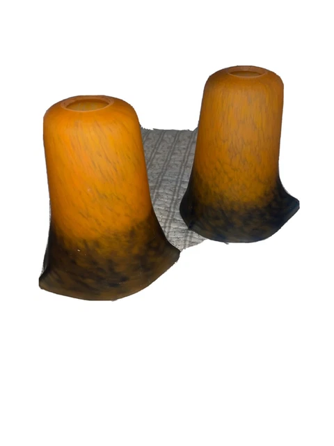 Verre de lampe tulipe en pâte de verre signé Vianne