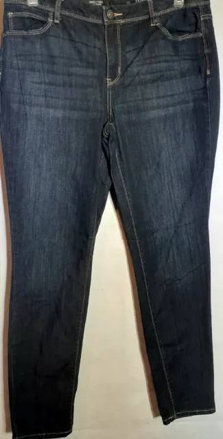 Simply Vera Wang Womens Denim Dark Blue Wash Jeans Skinny Mid Rise Size 12 #1144