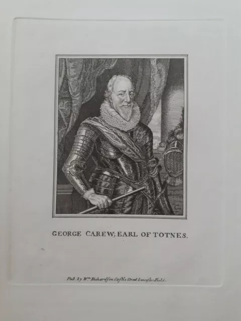 George Carew Earl of Totnes Gravur William Richardson von Leicester Fields