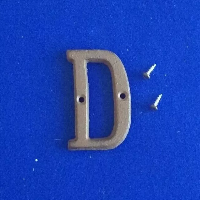 Letters D  Cast Iron Rustic Look Brown 3 inch Screws House Barn Gate Wall Decore