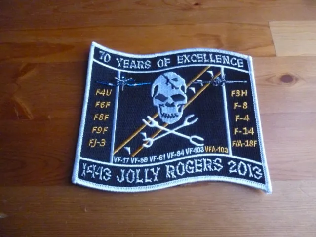 VFA-103 Jolly Rogers 70 Years Of Excellence PATCH 2013 F/A-18F Super Hornet Navy