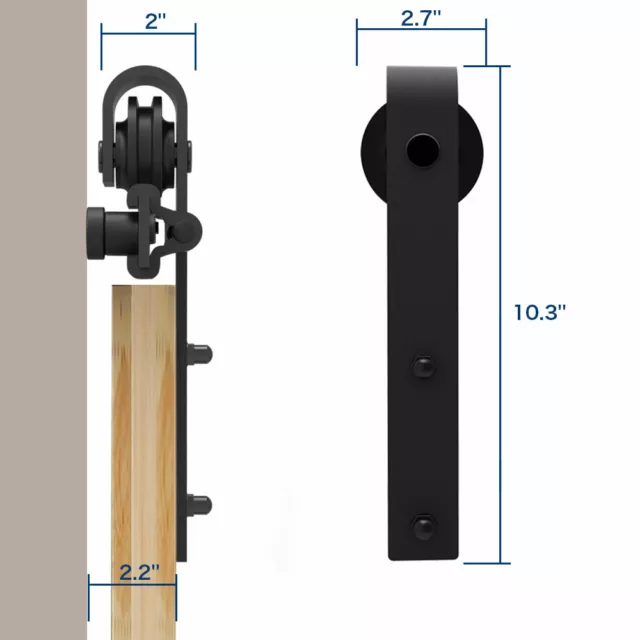 Rustic Steel Sliding Barn Door Hardware Rollers for Wood Single Door (No Track)