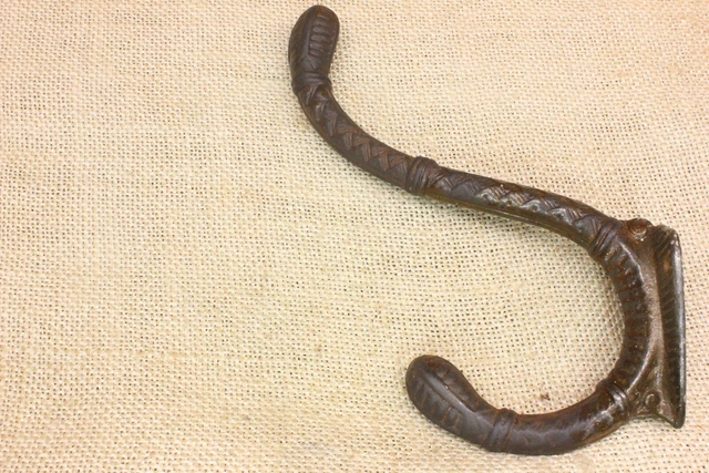Old Bath Robe Large Coat Hook Harness Tack Hanger 6” Heavy Vintage Decorated 3
