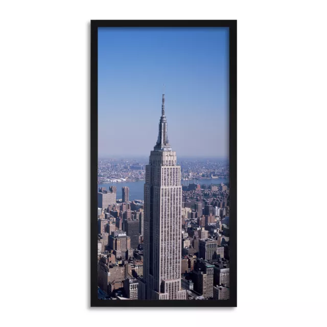 Empire State New York Colour Long Panel Framed Wall Art Print 12x25 Inch