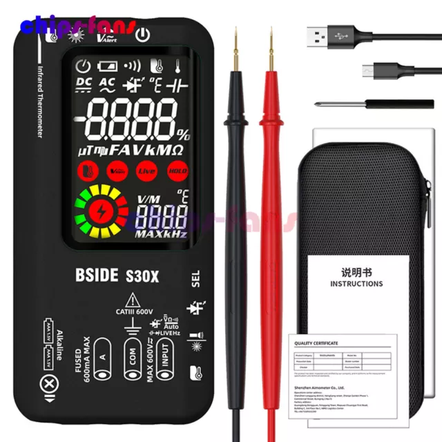 BSIDE S30 LCD Digital Multimeter DC AC Voltage Current Ohm Resistance Tester