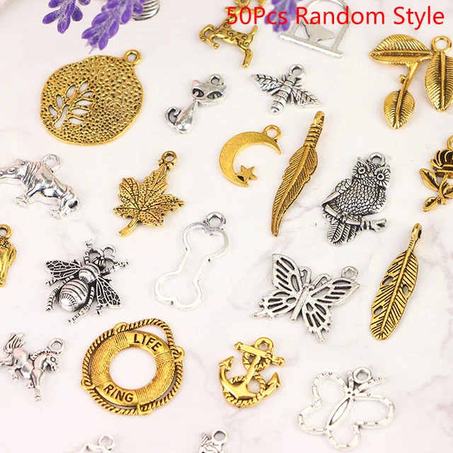 50pcs Metallschmuck Charme DIY Armband Ohrringe Halskette Anhänger Zubehör -xp
