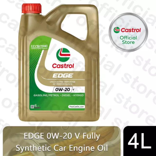 Castrol Edge 0W-20 V Fully Synthetic Engine Oil with Fluid Titanium, 4 Litres