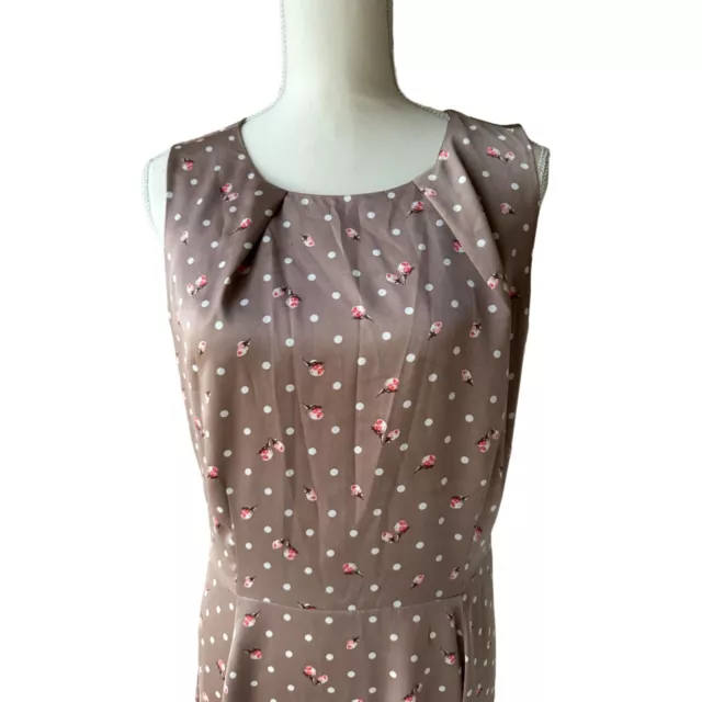 NY & CO Eva Mendes Taupe Floral Dress Size 12 3