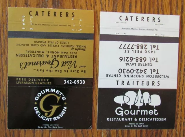 Restaurant Matchbook Mathcovers: Gourmet's Delicatessen (Montreal, Quebec) -E9