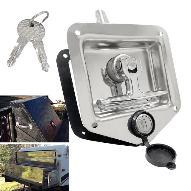 3-Pack Heavy Duty Steel Door Lock Catches For Trailers, Truck Toolboxes, Horseboxes - Zinc Plated, 8mm Square Key