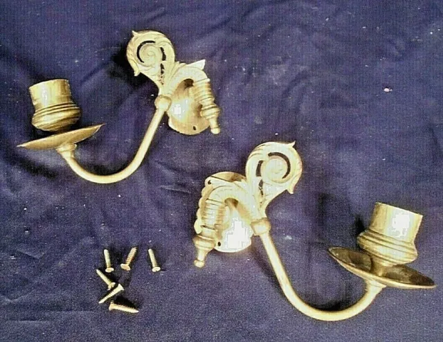 PAIR OF EARLY 20th CENTURY BRASS WALL MOUNT CANDLE SCONCES