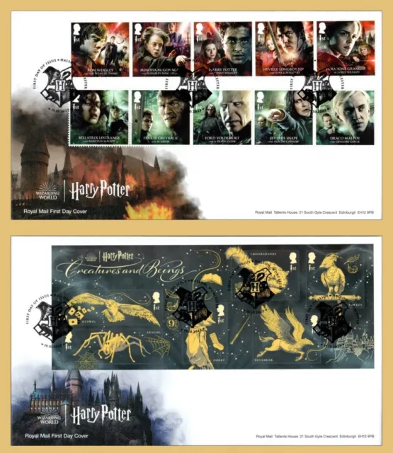 2023 HARRY POTTER STAMP FIRST DAY COVERS - Choice Stamp Set and Mini Sheet FDC