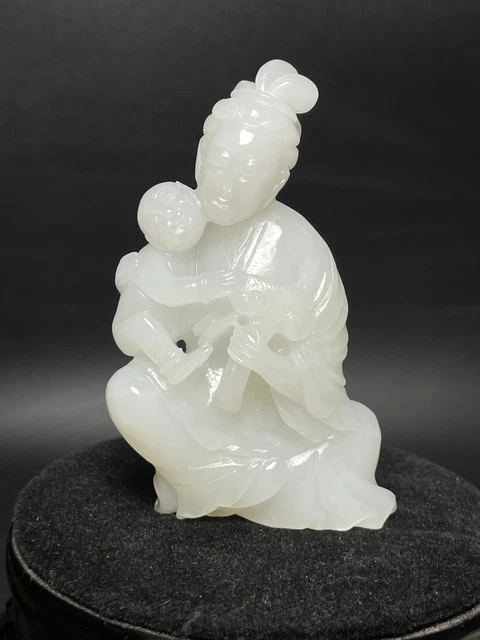 Chinese Exquisite Handmade Figures carving Hetian Jade Statue