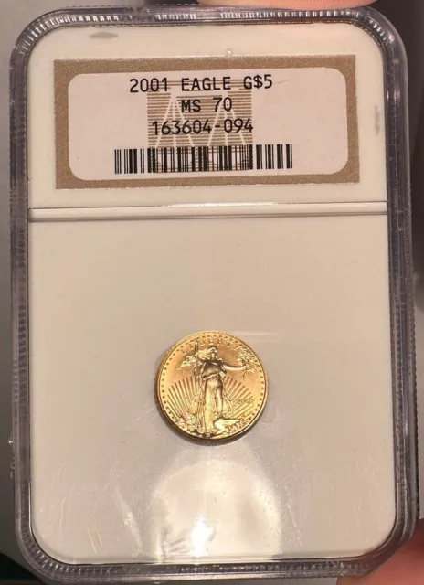 2001 $5 NGC MS 70 1/10 Oz Gold American Quarter Eagle
