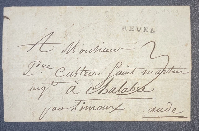 1809 LETTRE GARD NIMES MARQUE LINEAIRE NOIRE