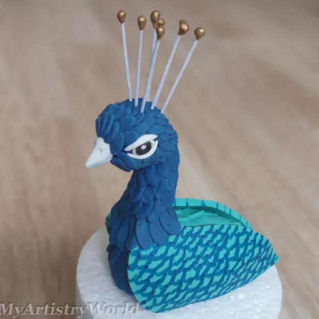 Edible 3D fondant/gum paste Peacock cake topper. Tail is not included!