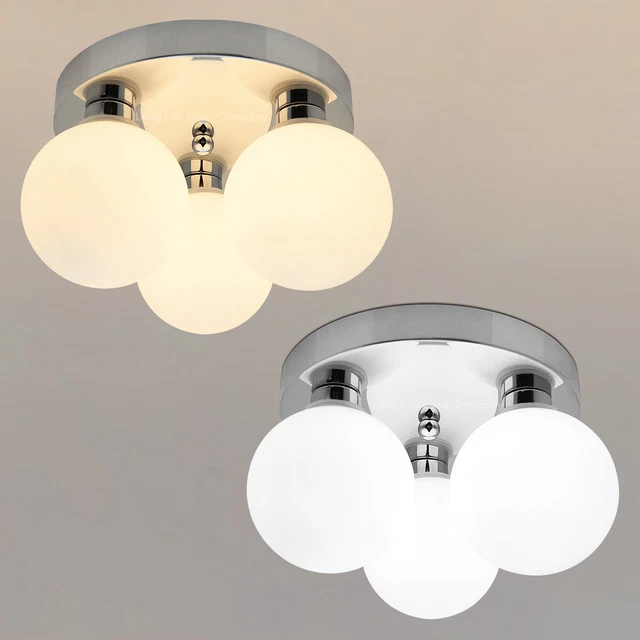 Modern LED Chrome 3 Way Ceiling Light Round Frosted Globe Pendant Shade H3006