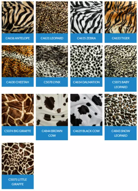 Super Soft Animal Print Velboa Faux Fur Velour Fabric Craft Material 60" Wide