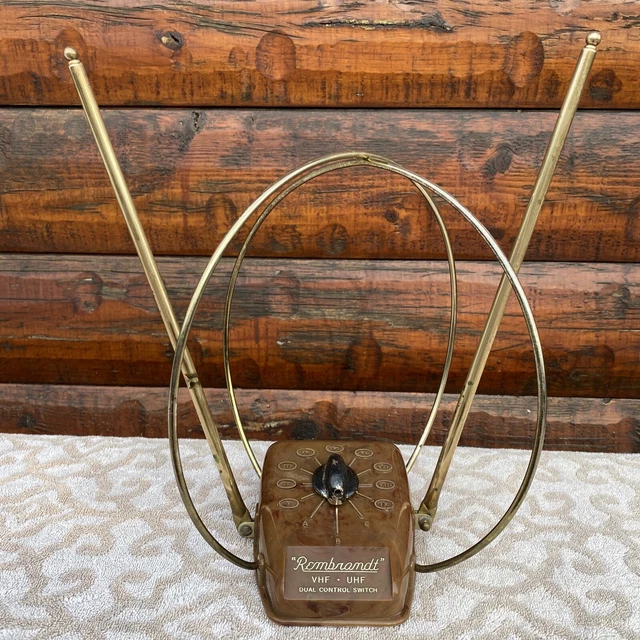 VINTAGE REMBRANDT BAKELITE Rabbit Ears Indoor VHF/UHF TV Antenna Dual