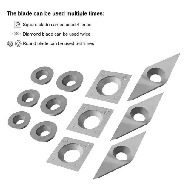 Square Round Diamond Carbide Tips Inserts Chisel Cutter Wood Turning Lathe Tool 2