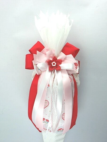 Große 3D-Schleife Für Schultüte - Handgefertigt, Rosa/pink & Grün, 24 Cm Breit, 50 Cm Lang, Mit Namen
