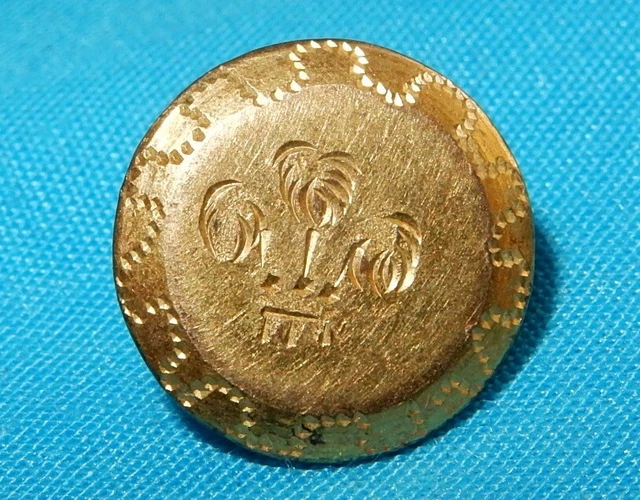 ANTIQUE 19TH CENTURY CONFEDERATE BUTTON GILT RICH ORANGE 1860's PALM TREES USA