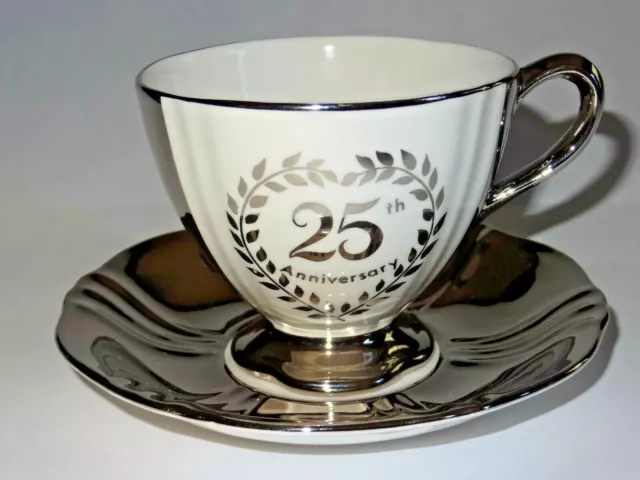 Tasse 25 th Anniversary Silberhochzeit Jubiläum Royal Winton Grimwades England