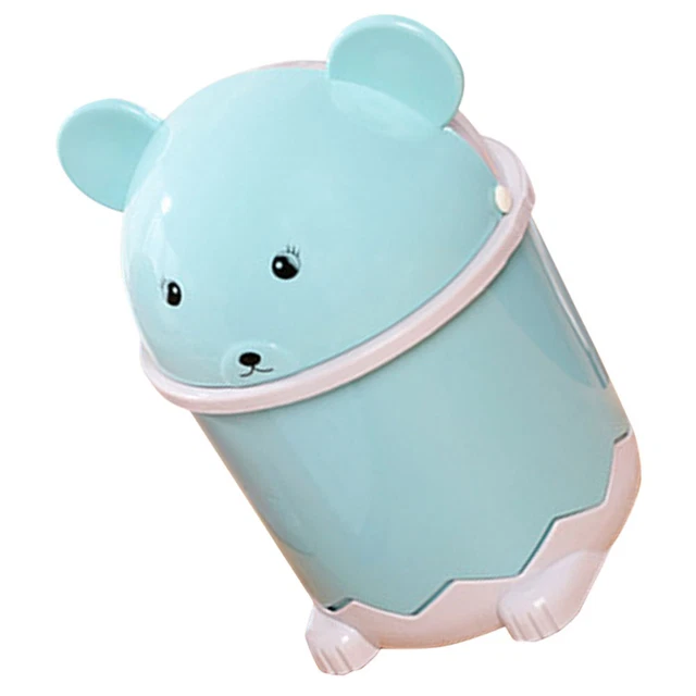 2 Mini-poubelles De Bureau Mignonnes OAOSDH - Avec Couvercle, Rose Et Bleu, 19x13,5x10,3 Cm, Plastique